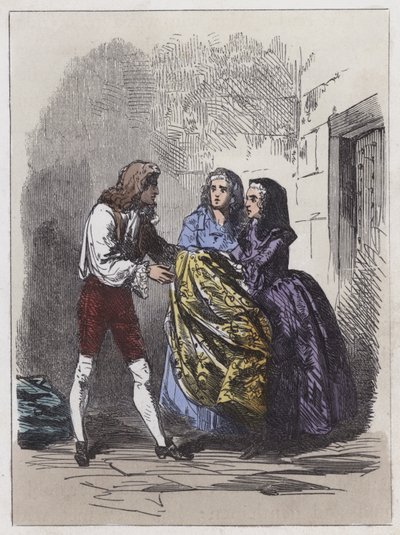 Escape of the Earl of Nithsdale (farvet gravering) af English School