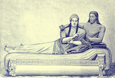 Etruskisk grav, illustration fra History of Rome af Victor Duruy, udgivet 1884 (digitalt forbedret billede) af English School