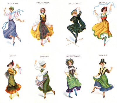 Europæiske dansere, cigaretkort, 1915 (se også 473602) af English School