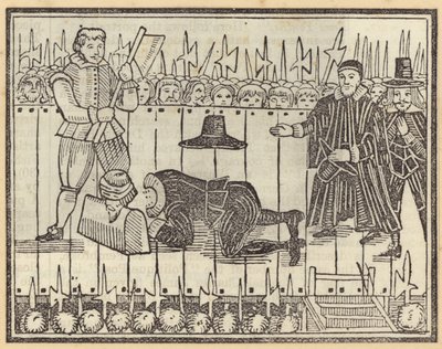 Henrettelse af en mand, sandsynligvis kong Charles I af English School