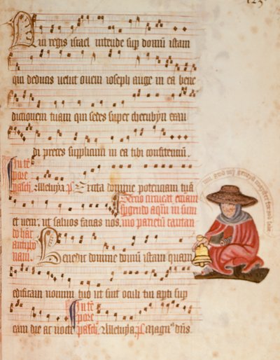 F.127 Nodeark med en tegning af en spedalsk, ca. 1400 (vellum) af English School