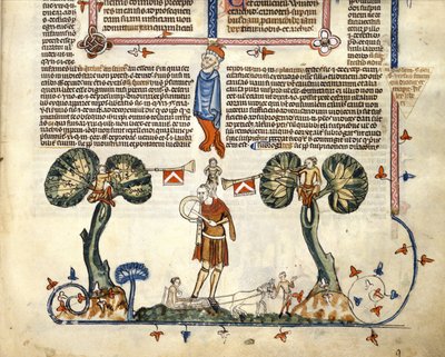 F.94 Mand, der spiller en fife og tromme, fra Smithfield Decretals, ca. 1340 (vellum) af English School