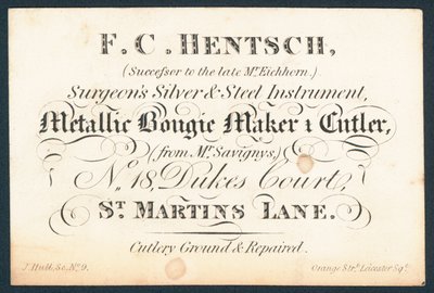 F C Hentsch, kirurger sølv- og stålinstrument af English School