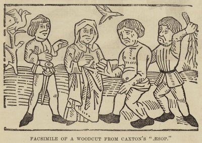 Faksimile af et træsnit fra Caxtons "Aesop" (gravering) af English School