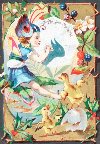 Fe, der spiller skygger, julekort af English School