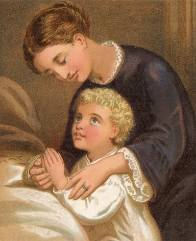 Tro og bøn (farve litho) af English School