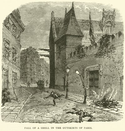 Einschlag einer Granate am Stadtrand von Paris, Oktober 1870 von English School