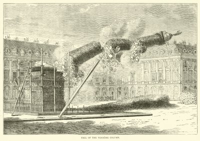Fall of the Vendome Column, april 1871 af English School