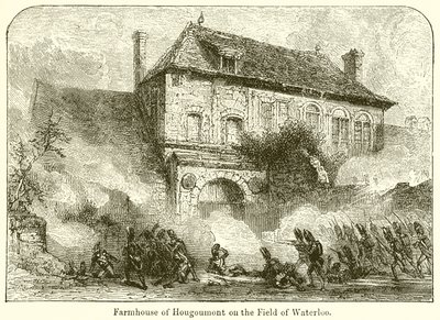Bondegård i Hougoumont på Field of Waterloo af English School
