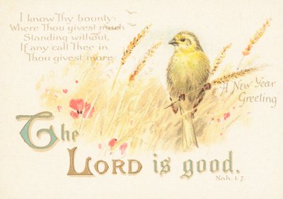 Fink mit Korn, Neujahrskarte von English School