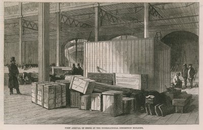 Første ankomst af varer til den internationale udstillingsbygning af English School