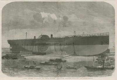 Første forsøg på at søsætte Great Eastern Navigation-selskabets dampskib Leviathan af English School
