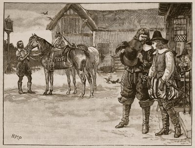 Flight of the lady Arabella Stuart, illustration fra Cassells Illustrated History of England (sepia foto) af English School