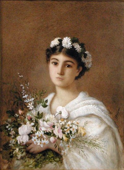 Flora, ca. 1900 (akvarel på papir) af English School