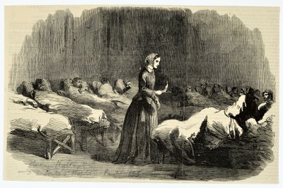 Florence Nightingale på Kasernehospitalet, Scutari, 1855 af English School