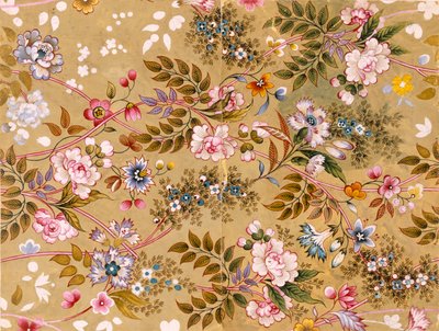 Blomstret tekstildesign, muligvis af William Kilburn (1745-1818) af English School