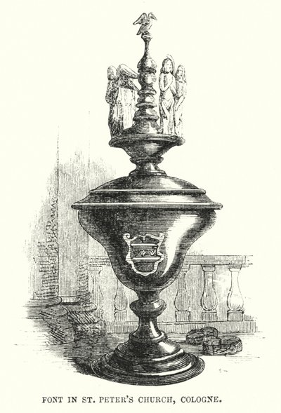 Font i Peterskirken, Köln (gravering) af English School
