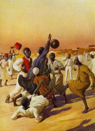 Fodbold i Sudan (farve litho) af English School