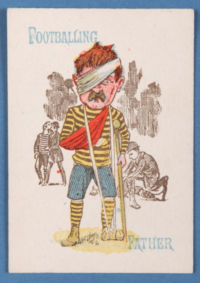 Fußballspielender Vater, Karte aus einem Happy Families-Spiel, ca. 1890-1900 von English School