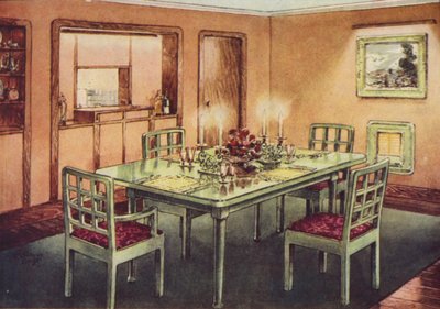 Formel spisestue (farve litho) af English School