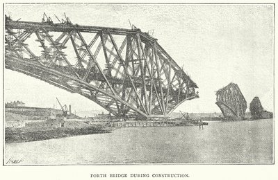 Forth Bridge under opførelse (gravering) af English School