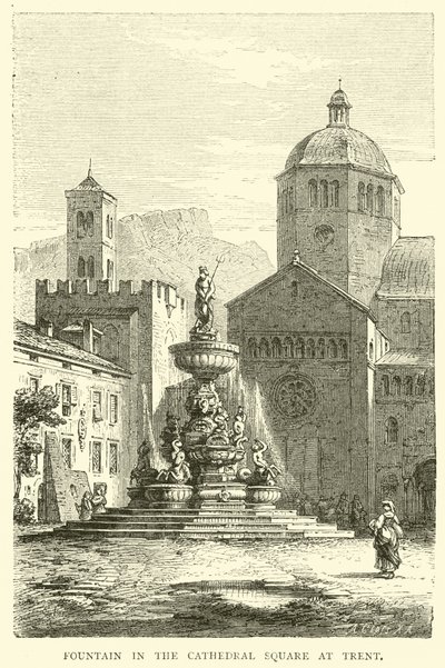 Fountain in the Cathedral Square at Trent  af English School