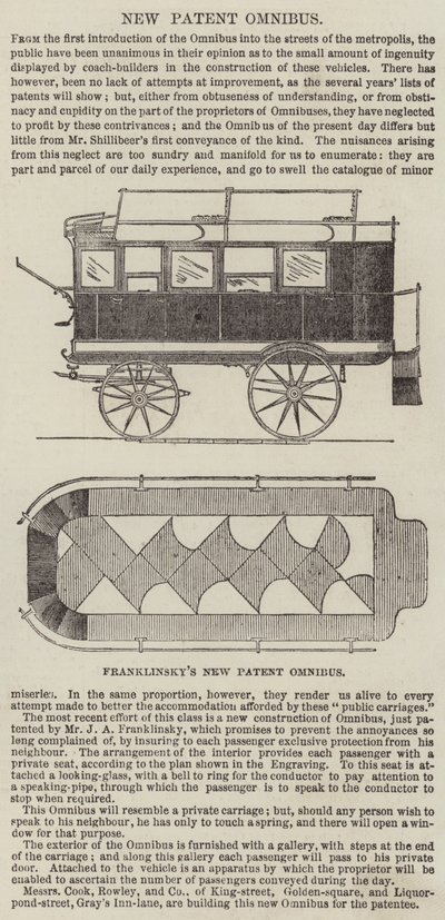 Franklinskys nye patentomnibus (gravering) af English School
