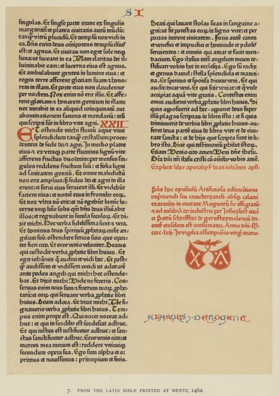 From the Latin Bible printed at Mentz af English School