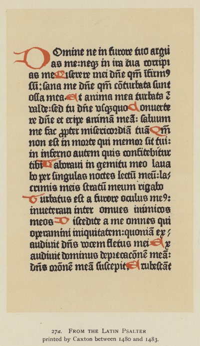 Fra det latinske psalter trykt af Caxton mellem 1480 og 1483 (litho) af English School