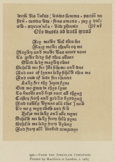 Fra Speculum Christiani, trykt af Machlinia i London, c 1485 (litho) af English School