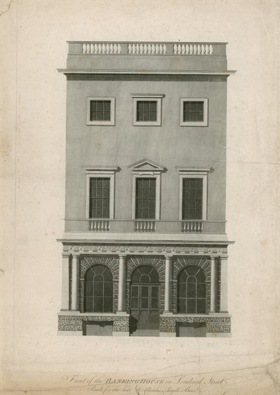 Forsiden af Banking House i Lombard Street, bygget til afdøde Sir Charles Asgill, Bart af English School