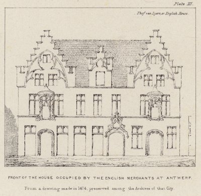 Vorderseite des Hauses der englischen Kaufleute in Antwerpen von English School