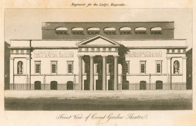 Forsiden af Covent Garden Theatre, London (kobberstik) af English School