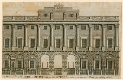 Forfra af de offentlige kontorer i Strand, hvor Somerset House tidligere lå af English School