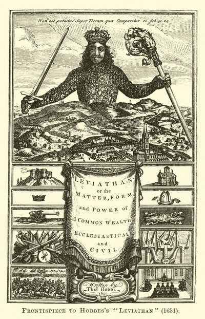 Frontispice til Hobbes Leviathan, 1651 af English School