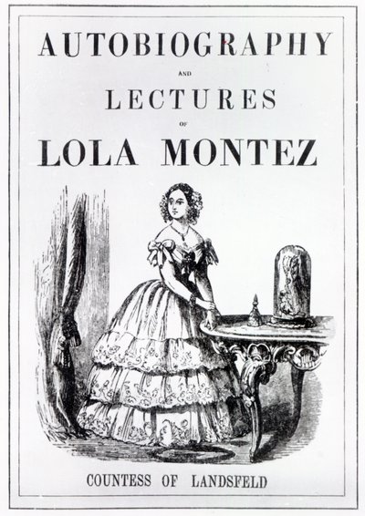 Frontispice til Lola Montez, grevinde af Landsfelds selvbiografi og forelæsninger af English School