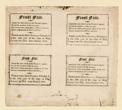 Frostmesse 1814. Souvenirs trykt på isen af English School