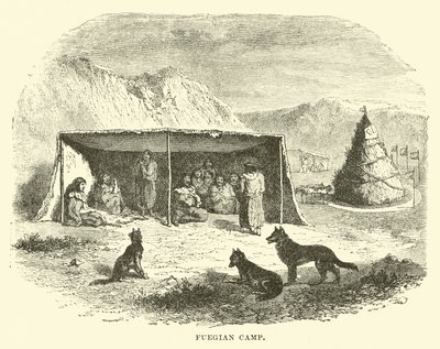 Fuegian Camp, Tierra del Fuego, 1890 af English School
