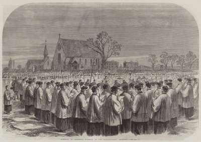 Kardinal Wisemans begravelse på Kensal-Green Cemetery (gravering) af English School