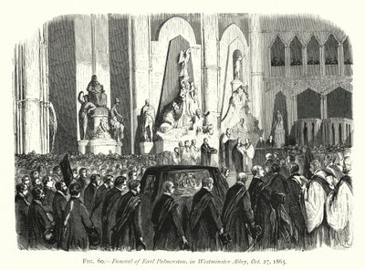 Begravelse af Earl Palmerston, i Westminster Abbey, 27. oktober 1865 (gravering) af English School