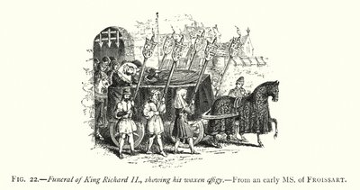 Begravelse af kong Richard II, der viser hans voksbillede (gravering) af English School