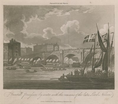 Begravelsesoptog til vands med resterne af afdøde Lord Nelson af English School