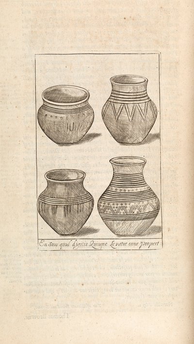 Begravelsesurner, illustration fra Works by Thomas Brown, London 1686 af English School