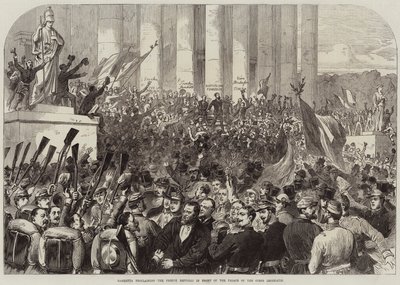 Gambetta proklamerer Den Franske Republik foran Korpsets Legislatif-palads af English School