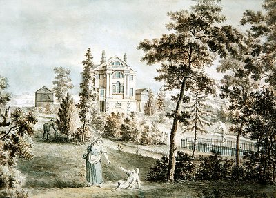 Havepavillon i en park, ca. 1725 (akvarel på papir) af English School