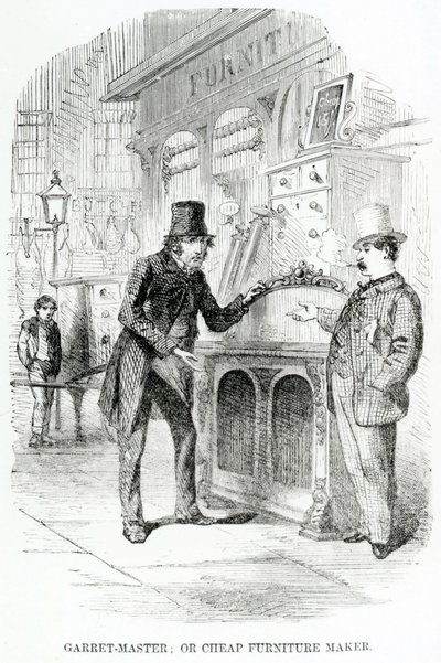 Garret-Master, eller billig møbelmager, ca. 1840 af English School