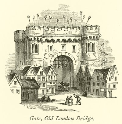 Gate, Old London Bridge  af English School