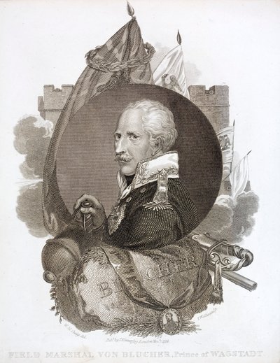 Gebhard von Blucher, preussisk feltmarskal (gravering) af English School