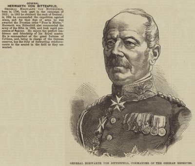 General Herwarth von Bittenfeld, kommandør for de tyske reserver (gravering) af English School