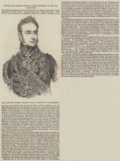 General Sir Robert Thomas Wilson, oberst for de 15. Dragoons (gravering) af English School